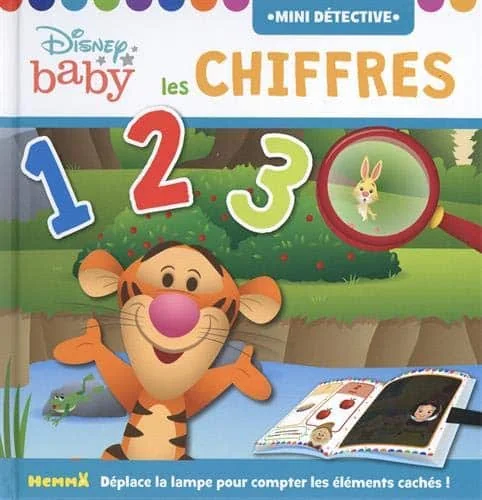Disney Baby Mini détective Les chiffres Livre d'éveil cherche et trouve avec lampe magique Dès 2 ans