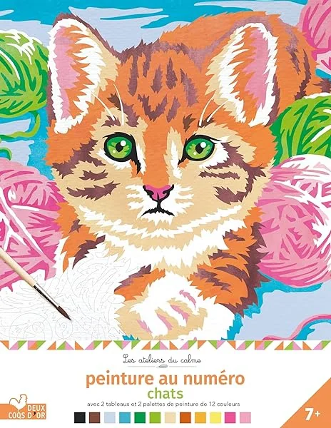 Peinture au numéro - chats - cahier avec palette et pinceau