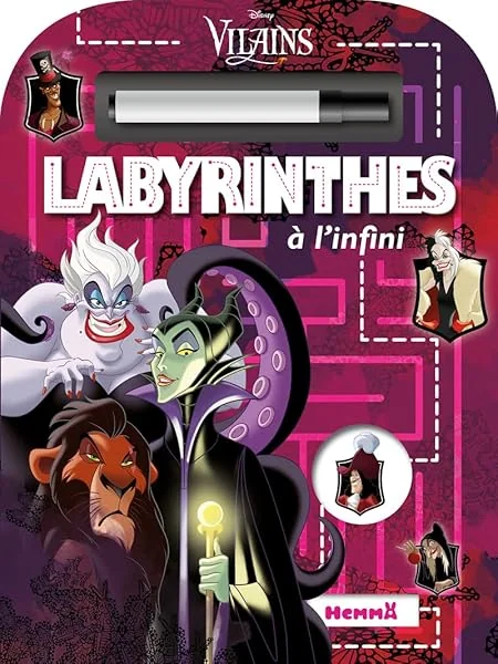 Disney Vilains - Labyrinthes à l'infini Livre-jeu avec feutre effaçable Dès 5 ans