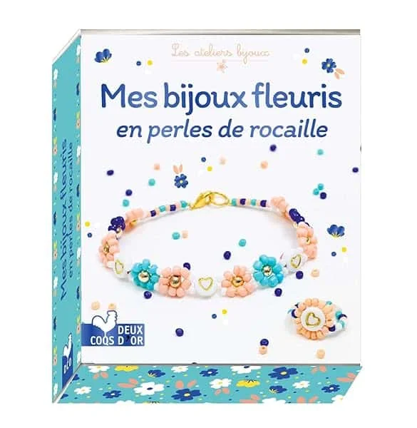 Mes bijoux fleuris en perles de rocaille - mini boîte avec accessoires
