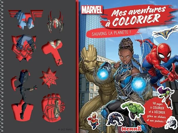 Marvel Mes aventures à colorier Livre de coloriage, stickers et pochoirs Dès 4 ans