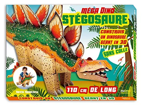 Méga Dino Stégosaure - Construis Un Dinosaure Géant En 3d Sans Colle, 110 Cm De Long