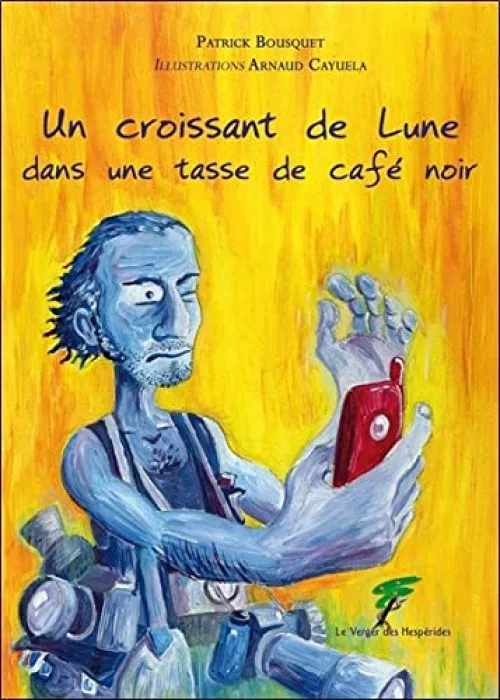 Un croissant de lune dans un bol de café noir
