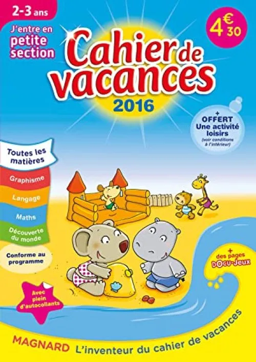 Cahier de vacances J'entre en PS