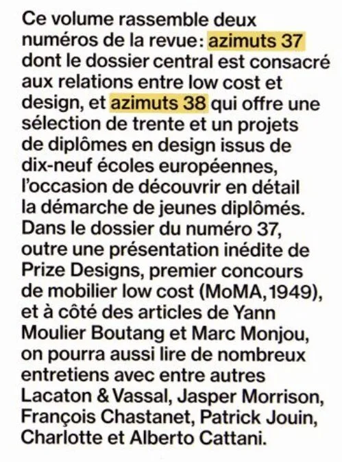AZIMUTS N° 44 : WDCTATSTW (WHEN DESIGN CHERISHES THE AMBITION TO SAVE THE WORLD). L'AMBITION DU DESIGN, EDITION BILINGUE FRANCAIS-ANGLAIS
