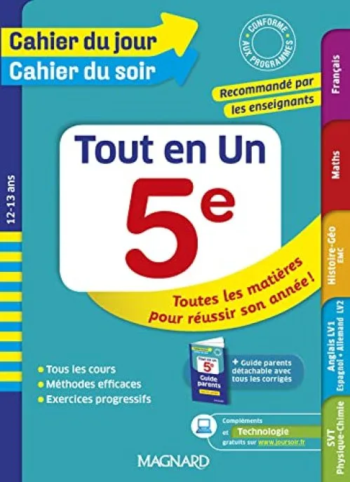 Cahier du jour/Cahier du soir tout en un 5e - Nouveau programme 2016