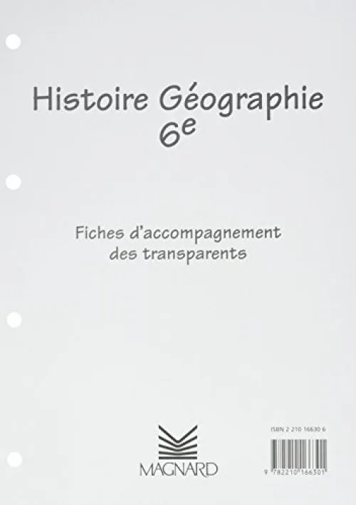 Classeur Histoire-Géographie, 6e, 27 transparents