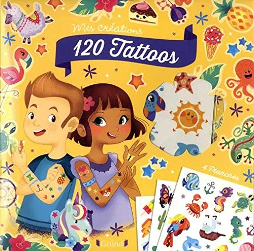 120 tattoos Pochette Tattoos colorés d'animaux et attrape-rêves À partir de 5 ans