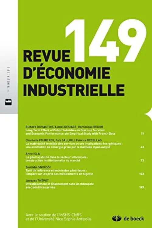 Revue d'économie industrielle : N° 149, 2015/1 : L'entrepreneuriat face aux défis de la croissance