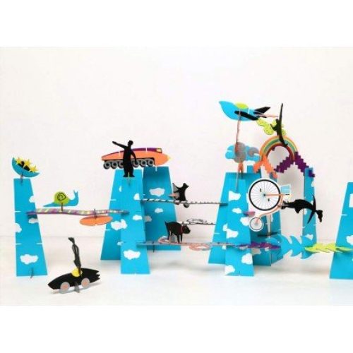 Jeu de construction en carton pour enfant City of dreams bleu jaune orange noir – Mon Petit Art – CODMAY2
