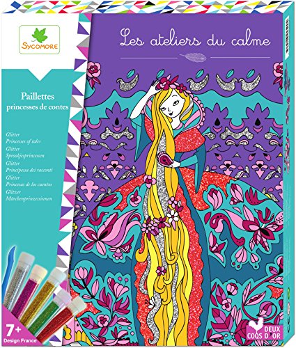 Les Ateliers du Calme - Tableaux À Paillettes - Princesses de Contes - Loisirs Créatifs Enfant - Dès 7 ans - Sycomore - CREH500