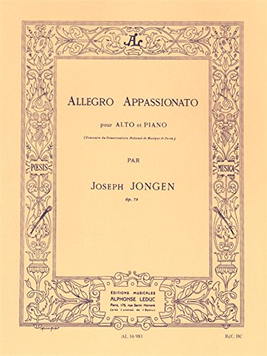 Partitions classique LEDUC JONGEN J. - ALLEGRO APPASSIONATO OP.73 - ALTO & PIANO Alto